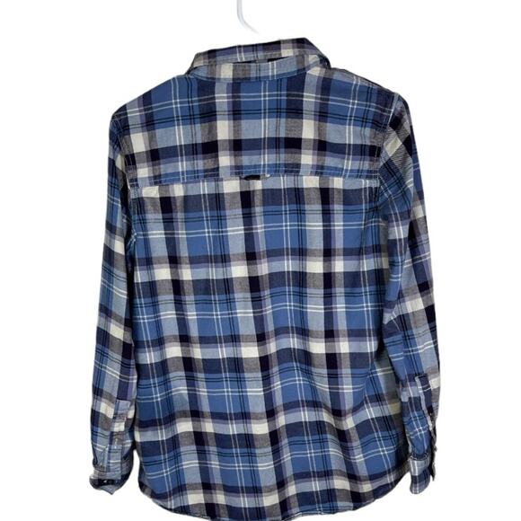 Roots Canada Blue Plaid Light Flannel Button Down Size M - Picture 8 of 10